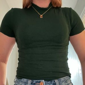Forest Green Cropped High Neck Top